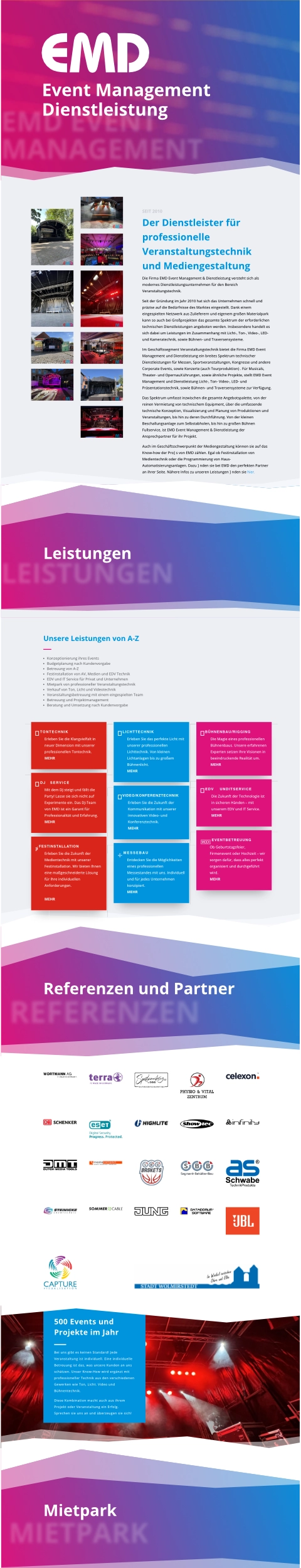 Webdesign für „EMD – Event Management Dienstleistung“ von Michael Braune
